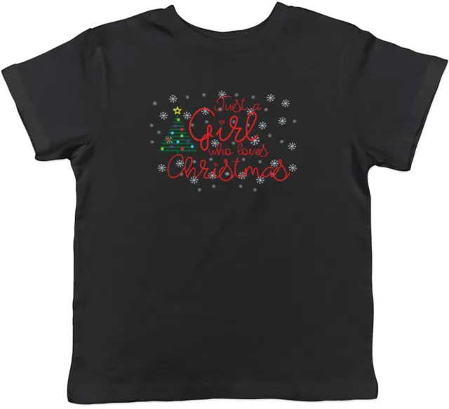 T-shirt Just A Who Girl Loves Christmas bambini ragazzi ragazze regalo