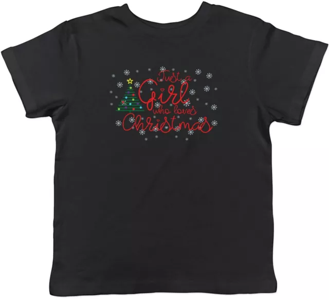 T-shirt Just A Who Girl Loves Christmas bambini ragazzi ragazze regalo
