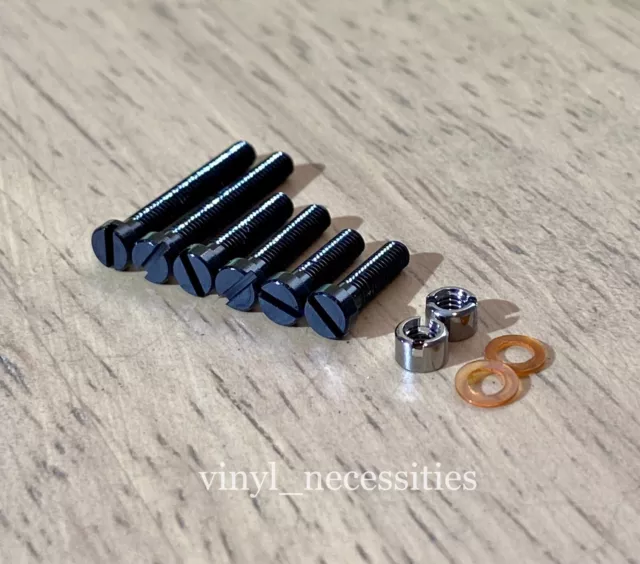 10 Piece Black Aluminum Turntable Cartridge Mounting Hardware Screw Set 10 Piece Black Aluminum Turntable Cartridge Mounting Hardware Screw Set
