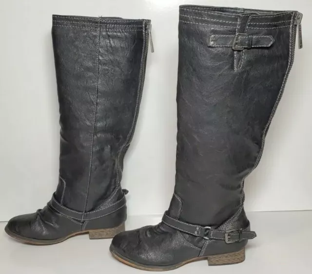 Breckelles Black Faux Leather Rear  Zipper Boot"Outlaw 11" woman 5.5