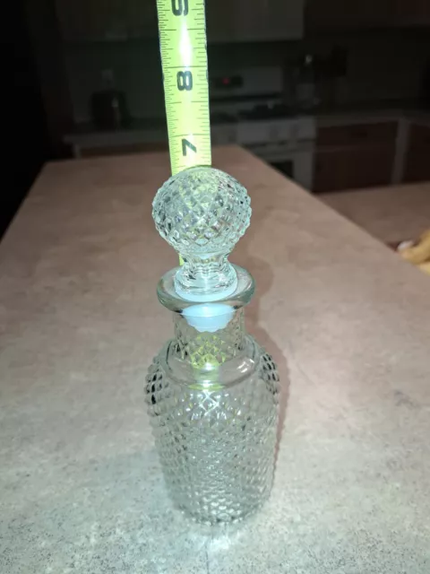 AVON Apothecary Decanter Clear Textured Glass Bottle Ball Stopper Vintage