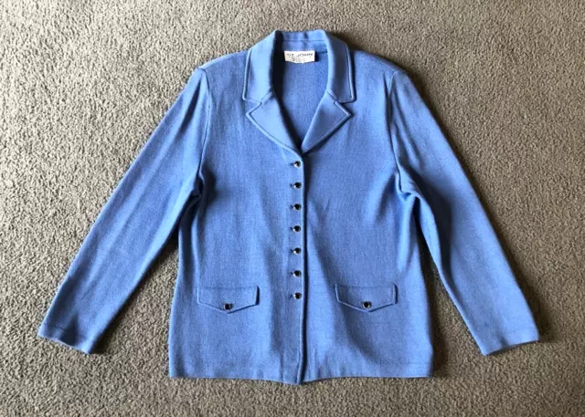 VTG St. John Collection Women's Blue Button Front Jacket Blazer - Size Large