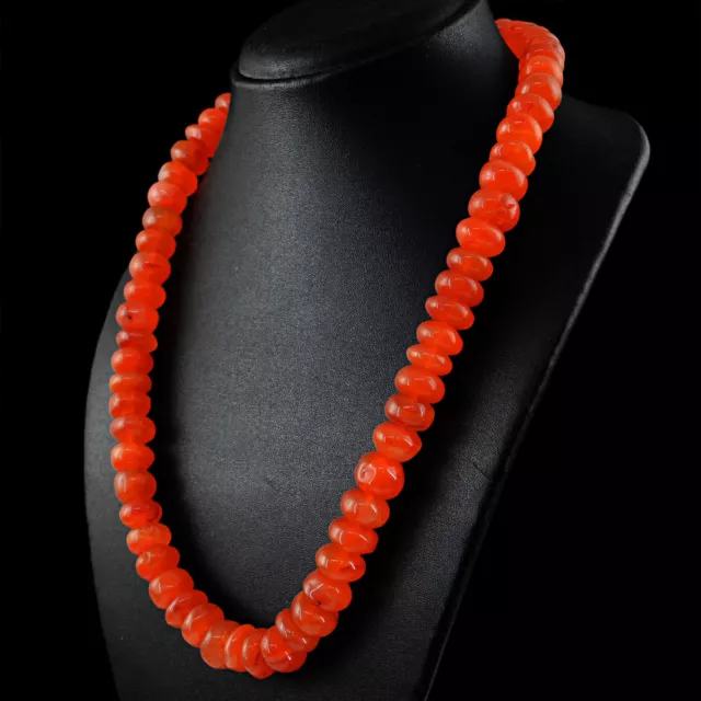 730.00Cts Natural Orange Carnelian Round Shape Beads Single Strand Necklace (DG)