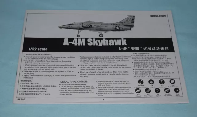 Trumpeter A-4M Sky Hawk 02268 ⭐Parts⭐ Instruction Booklet 1/32