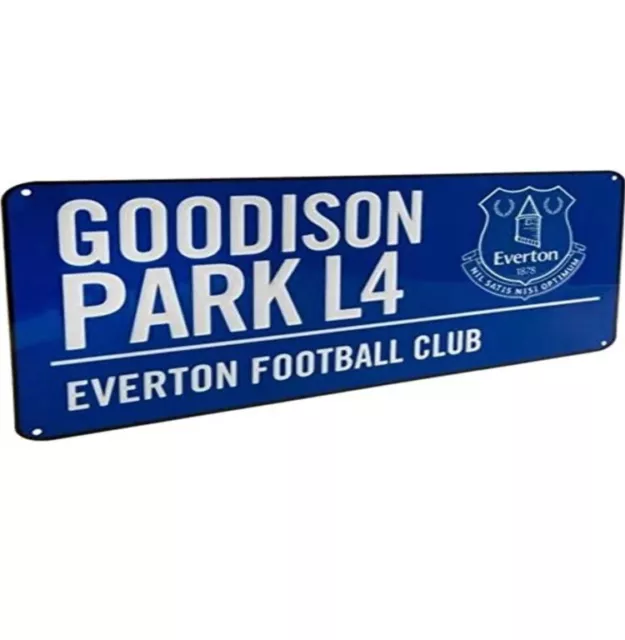 Everton F.C Metal Street Sign, ( Goodison Park L4 ) Blue 18cm x 40cm