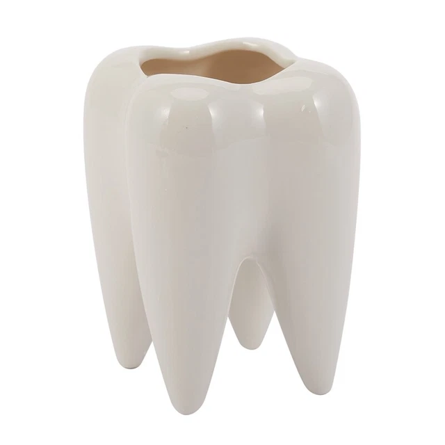 4X(Maceta De Cerámica en Forma De Diente De Dientes Jardinera De2)