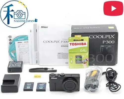 [MINT w/Box SD 2-batteries] Nikon COOLPIX P300 12.2MP Black Digital Camera JAPAN