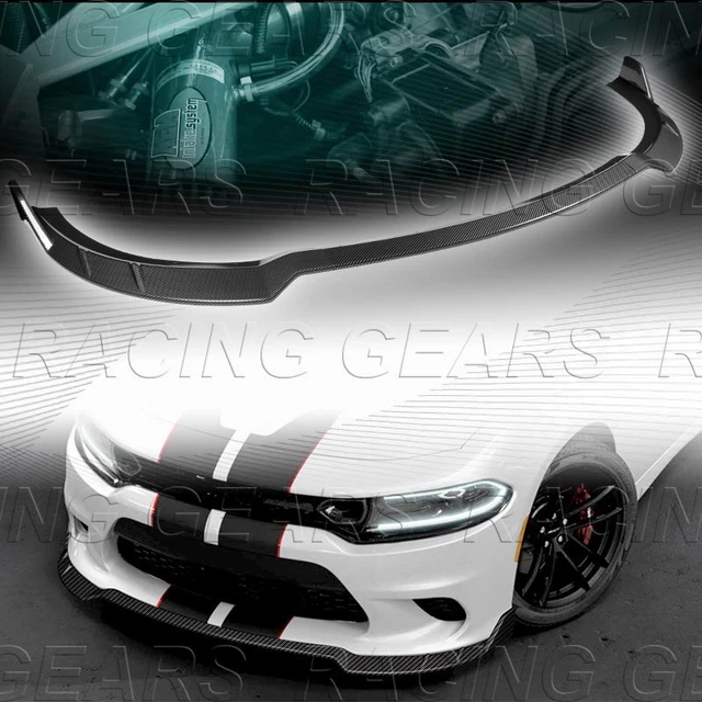 RA-Style Front Bumper Lip Spoiler For 2015-2023 Dodge Charger - 3-Pc Matt Black