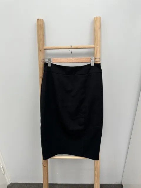 Review Skirt Size 8 Black Pencil Knee Length Ruffle Back (matching Blazer Avail)