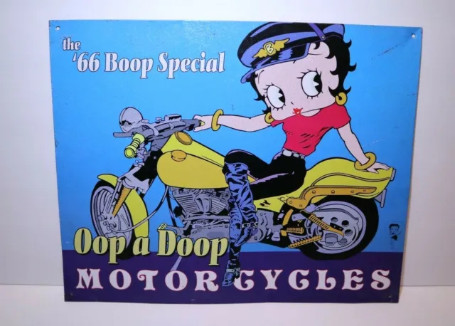 Betty Boop Oop a Doop Motorcycles Tin Sign Rectangle '66 Boop Special