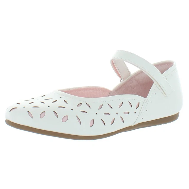 Sole Play Girls Panra White Ballet Flats Shoes 5 Medium (B,M) Toddler  7325