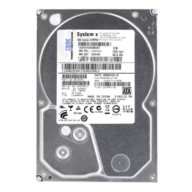 Ibm 43W7633 42C0498 1Tb 7.2K 32Mb Sata Ii 3.5'' Hua722010Cla330