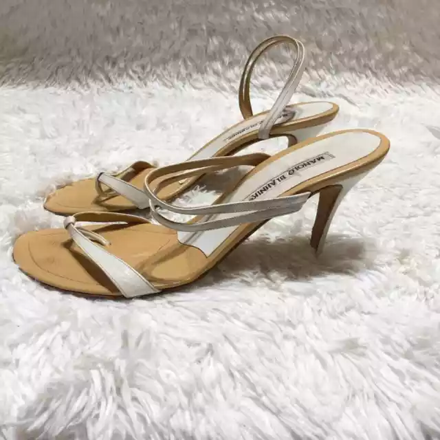 Manolo Blahnik Womens Shoes 39.5 White Heels