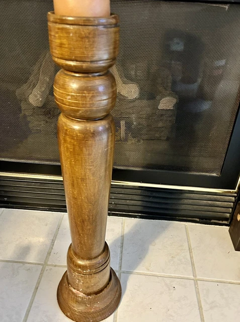 Antique TURNED WOOD Architectural Salvage Newel POST 24.75”High ~ Candle Holder