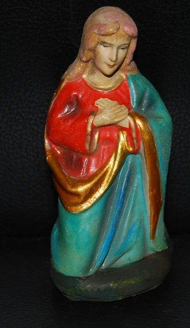 SEHR Alte Krippenfigur ca.60/70J Heilige Maria Pappmache Masse-