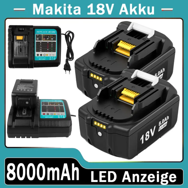 8.0Ah Für Makita Akku 18V LED Anzeige BL1860 BL1850B BL1840B BL1830B Ladegerät