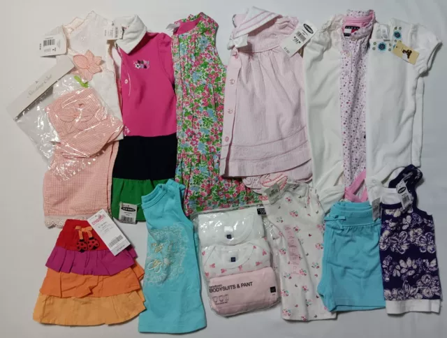 Girls 6-12 Months 17-Pc Spring/Summer Clothing Lot Gap Gymboree Hilfiger NOS NWT