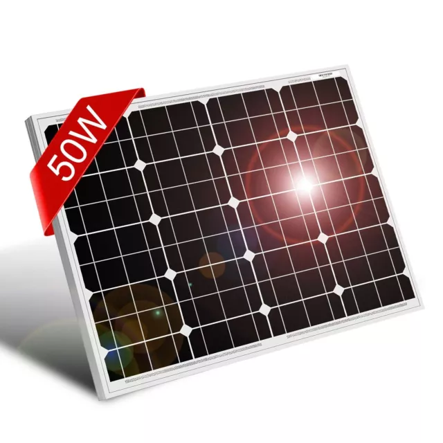 Pannello Solare Fotovoltaico 50W Monocristallino Efficienza Camper Casa