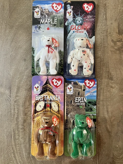 TY Beanie Babies Britannia Glory Erin Maple The Bear McDonalds Lot of 4 RARE Vtg