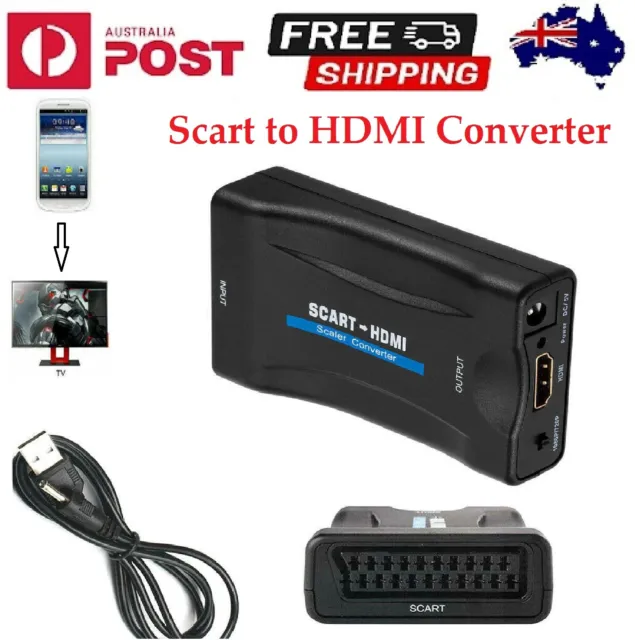 Scart to HDMI Converter Adapter + USB Power Cable NTSC Video Audio HD 1080P  AUS