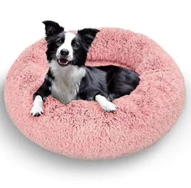 Active Pets Plush Calming Dog Bed Donut Dog Bed for Small Dogs Medium & Large