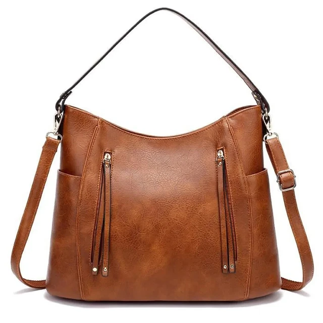 Sac à Bandoulière Vintage Pour Femme - Sac Hobo En Cuir PU Avec Fermeture Éclair Et Sangle Réglable - Parfait Pour École, Voyage Et Quotidien