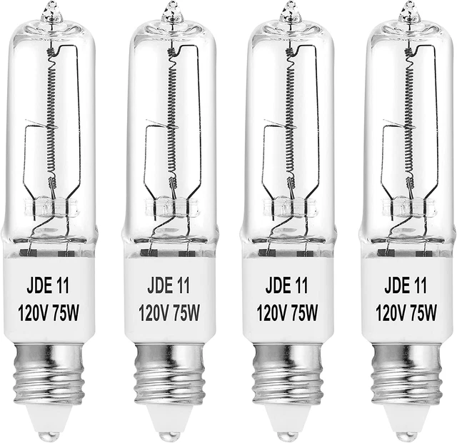 4-Pack JDE11 120V 75W Halogen JDE11 75W Bulb Warm White 75 Watt T4 E11 Bulb JD E