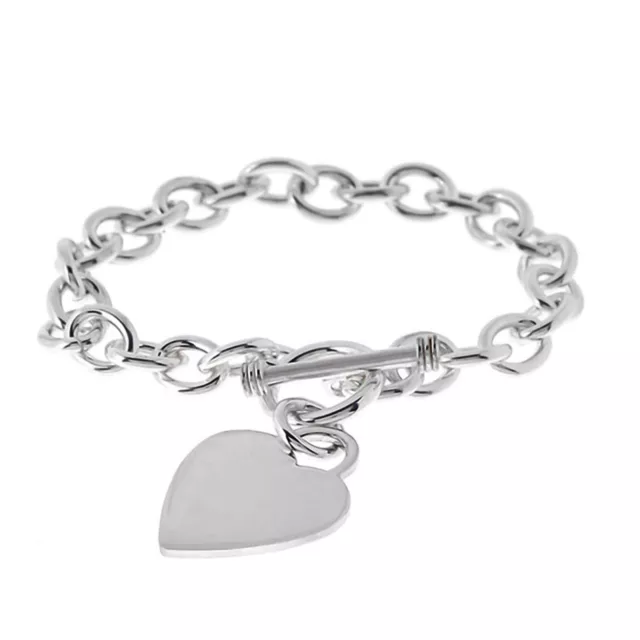 TJC Silber Herz Charm Armband für Frauen Größe 7,5 Zoll mit Kippverschluss