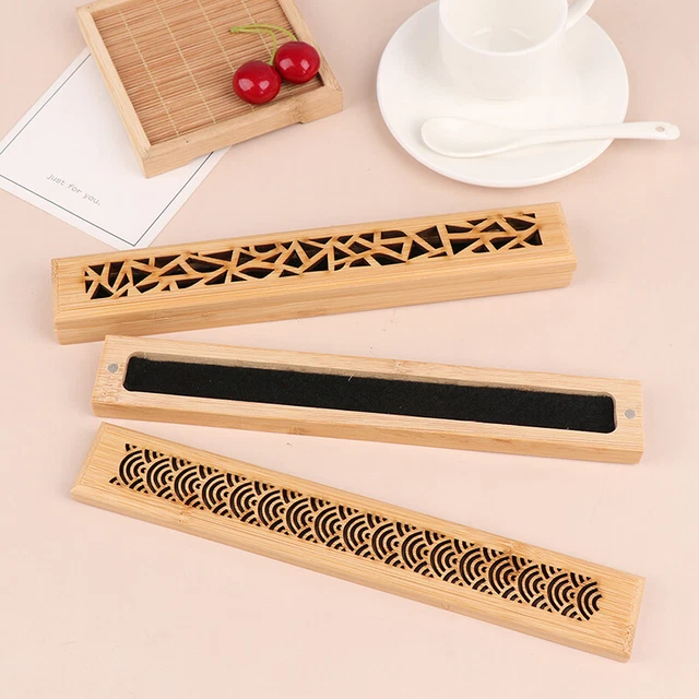 Bamboo Wooden Incense Stick Holder Burning Joss Incense Box Burner Ash CatcATLI