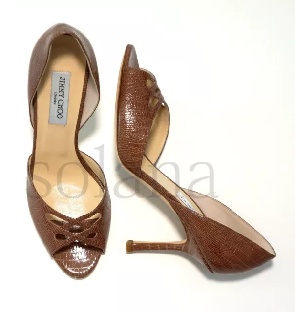 JIMMY CHOO Embossed Leather Cut Out d'Orsay Pump Heels Women's Shoes sz 10 New