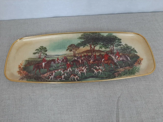 Tray Keswick Hunting Scene Mid Century Retro Oval Interior Design Props