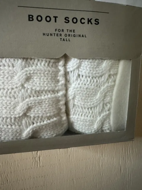 Hunter Women's Cable Knit Cuff Short Boot Socks Cream Size M NEW
