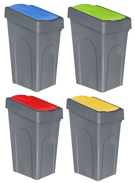 Cestino Per La Raccolta Differenziata Chiuso Da 110 Litri In Polietilene Con Coperchio Colore Nero Wellhome