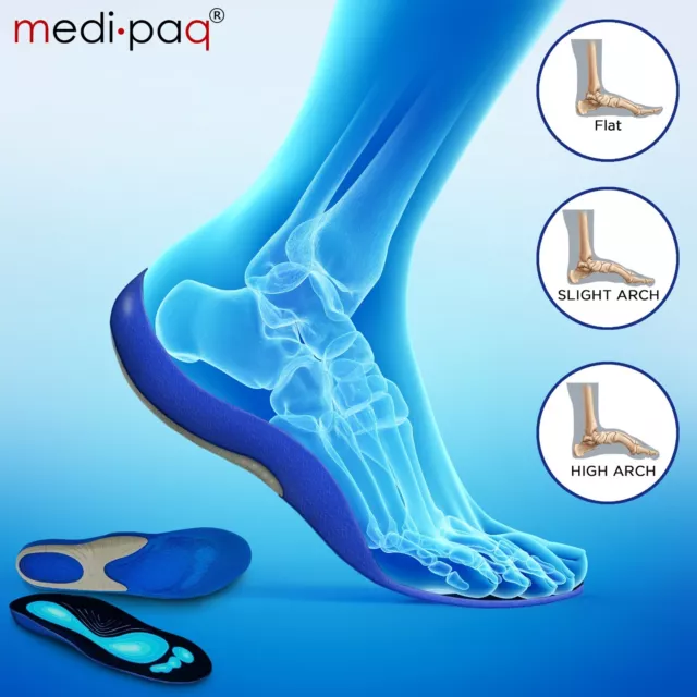 Shoe Insoles 2 Pair Size Arch Support Plantar Fasciitis Insert Gel Orthotic Feet 2