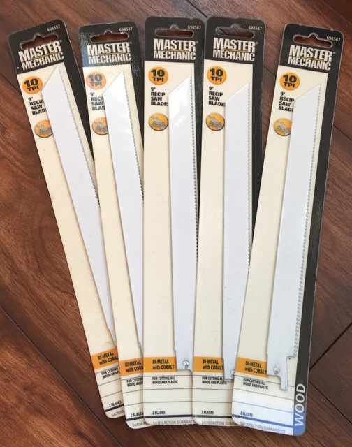 Master Mechanic 9" Reciprocating saw Blades 5 Packs Total 10 Wood Plastic New