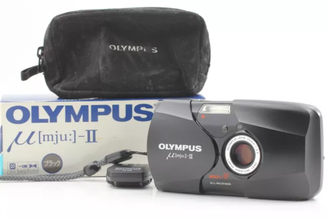 [NEAR MINT READ in Box] Olympus μ mju II Black Point & Shoot 35mm Camera JAPAN