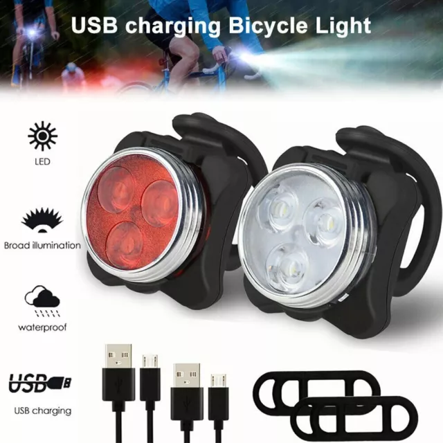 Bike Light Set Super Bright USB Rechargeable Bicycle Lamp Waterproof Mountain UK 3