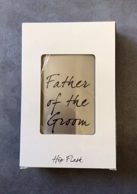 Father of the Groom Hip Flask Wedding Present Gift Boxed - Matt Stainless Steel