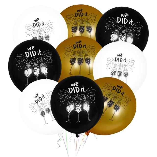 Schwarz Silber Ballon Set 35 Stück - 12 Zoll Metallic & Konfetti | Für Party Deko