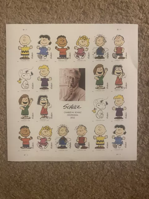 USA Charlie Brown Sheet Of 20 USPS Forever Postal Stamps - Self Adhesive