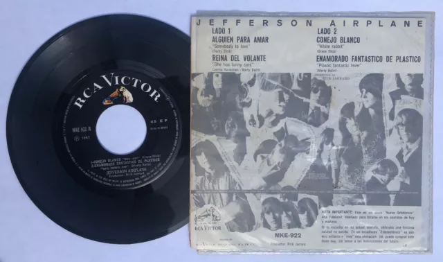 "AVIÓN JEFFERSON Alguien Para Amar 1968 MÉXICO 7" EP Psych 45 Promoción ¡COMO NUEVO! 2