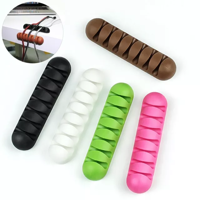 5 Holes Cable Organizer Silicone USB Cable Winder Desktop Tidy Management  Clips Cable Holder for Mouse Headphone Wire