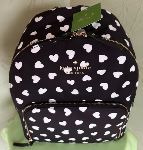 Kate Spade Watson Hearts Hartley Backpack:nwt Black/Cream
