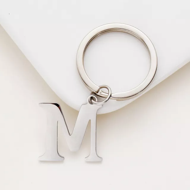 A-Z Initials Letter Alphabet Keyring Silver Key Ring Metal Key Chain 2