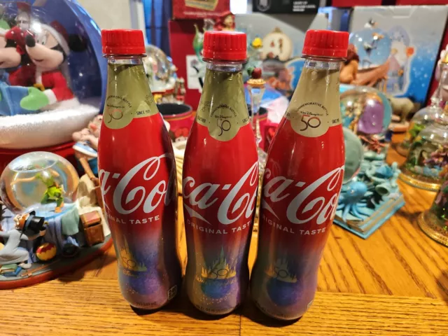 Walt Disney World 50th Anniversary Coca Cola Coke Commemorative Bottle Lot 3