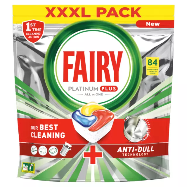 FAIRY Platinum PLUS ALL-in-ONE - Zitrone Spülmaschinentabs Spültabs - 84 Kapseln