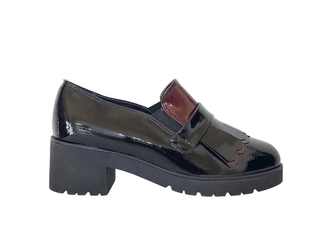 SCARPE MOCASSINI FRANCESINE Donna Pelle Vernice Naplak Nero