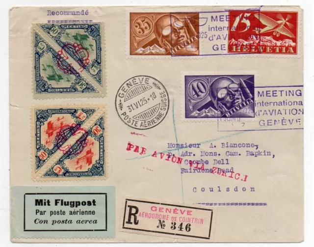 1925 Switzerland Early Special Flight Cover, Scarce Triangular Private Stamps