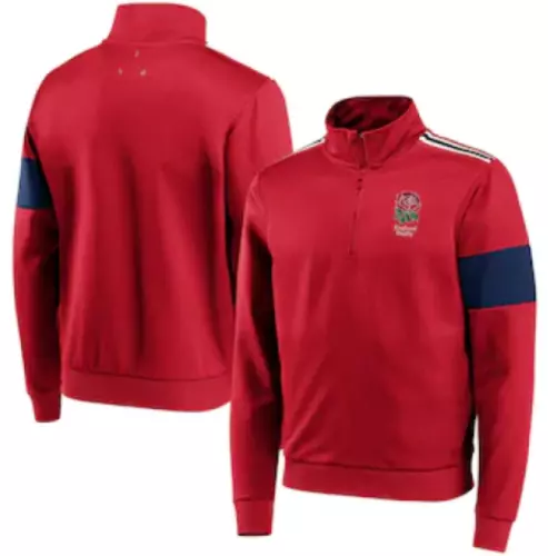 England Rugby Sweatshirt Men s 1/4 Zip Sweat Top - Red - New
