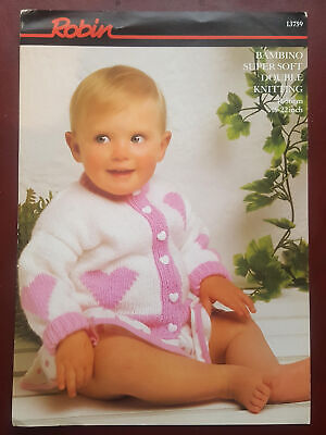 Baby Cardigan-BAMBINO SUPER Soft Dk-Robin Knitting Pattern B14336